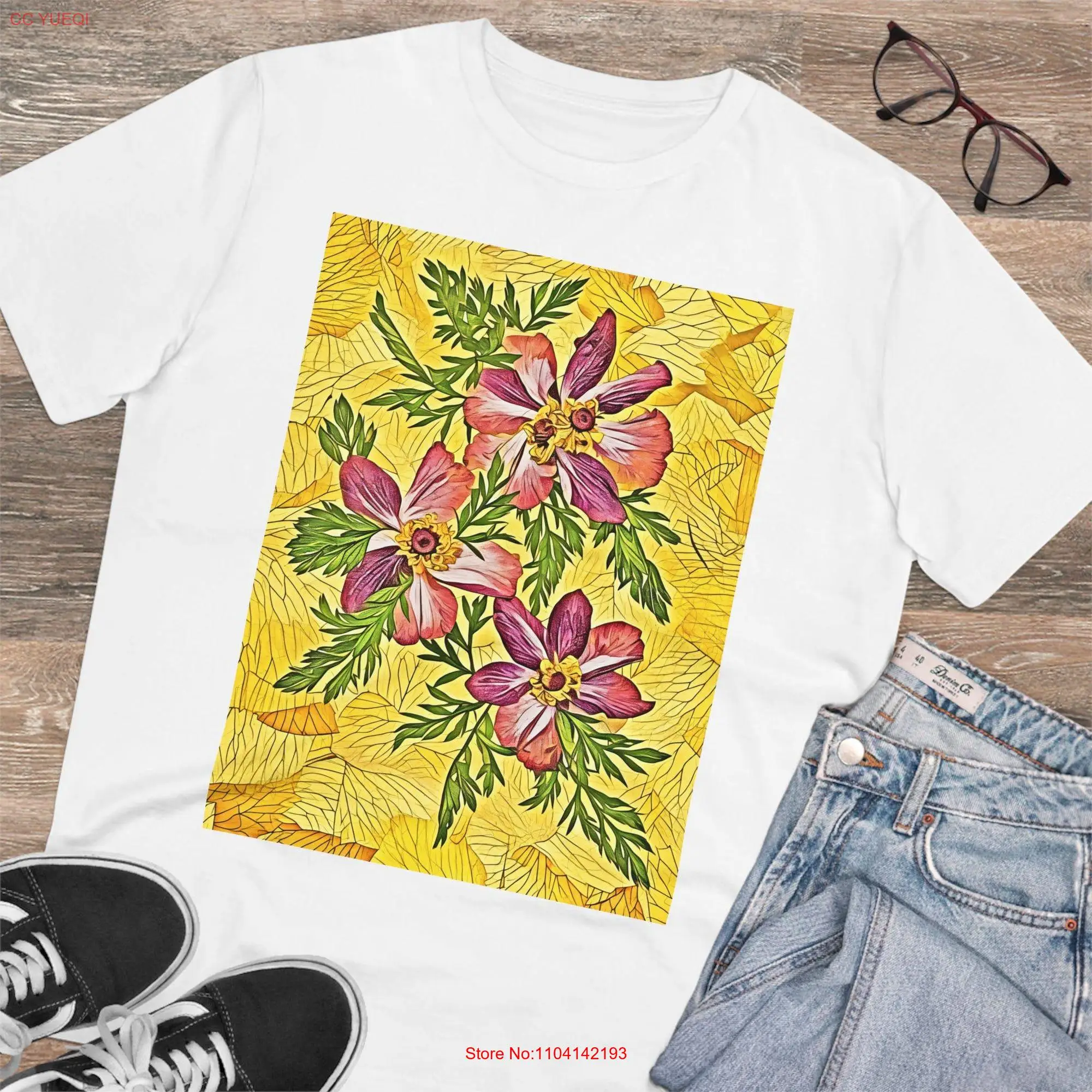 Anemones Floral Essence T shirt 100 US Cotton with Dry Flowers Art Botanical Nature Lover  long or short sleeves