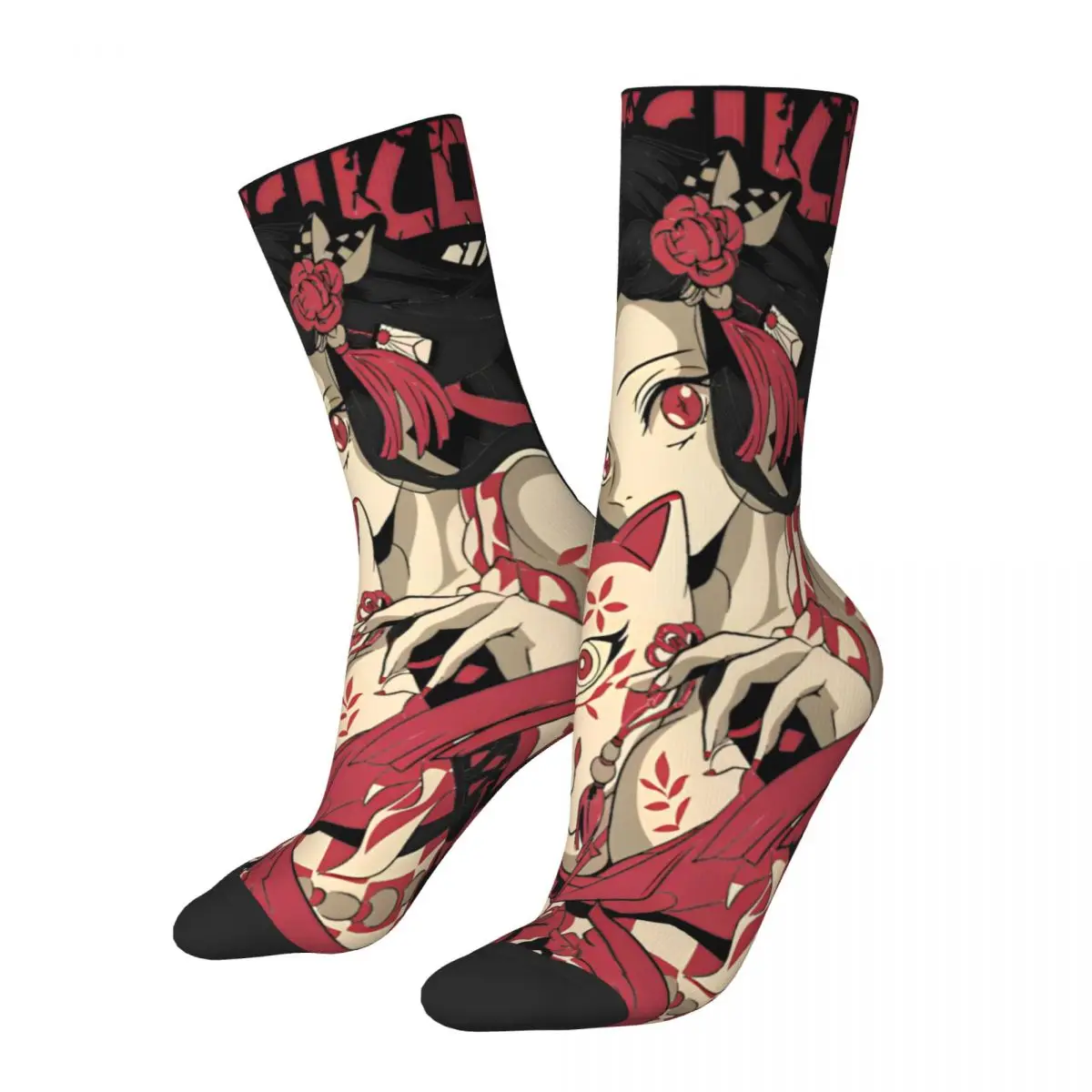 Autumn Winter Harajuku Men's Women's Imoto Chan Demon Slayers Socks Japanese Anime Nezuko Breathable Football Socks