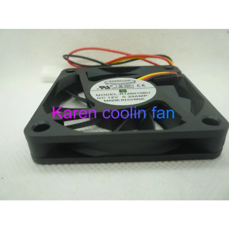 Everflow R126010BU Server Cooling Fan DC 12V 0.35A 60x60x10mm 3-wire