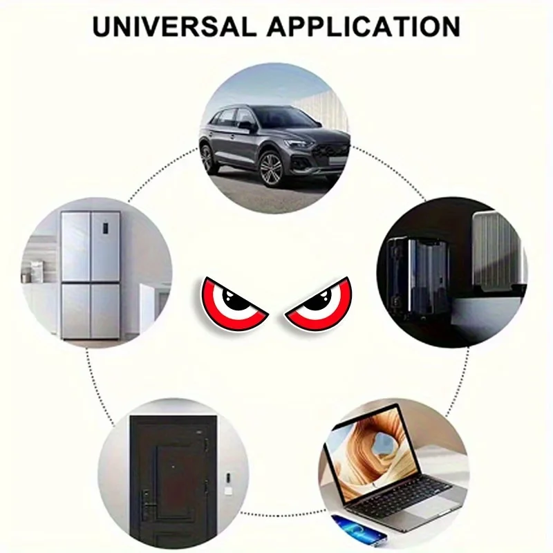 2D Flat Reflective Demon Eyes Sticker, Cool Funny Expression Decal, Multi‑Purpose Vinyl Decoration Sticker for Vehicles, Laptops
