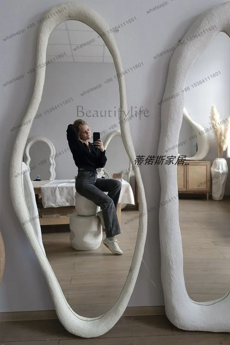 YJ Designer art irregular full body floor mirror special-shaped creative fitting mirror wall hanging wall