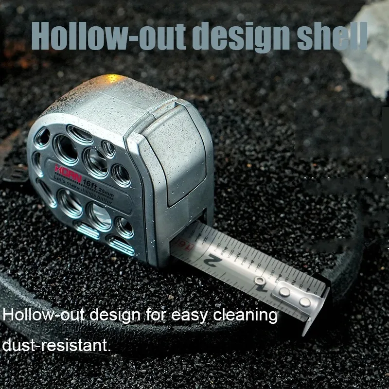 

16ft/25ft Metric Tape Measure Stainless Steel Anti-corrosion Retractable Metric Ruler Hollow Design Woodworking Measuring Tool