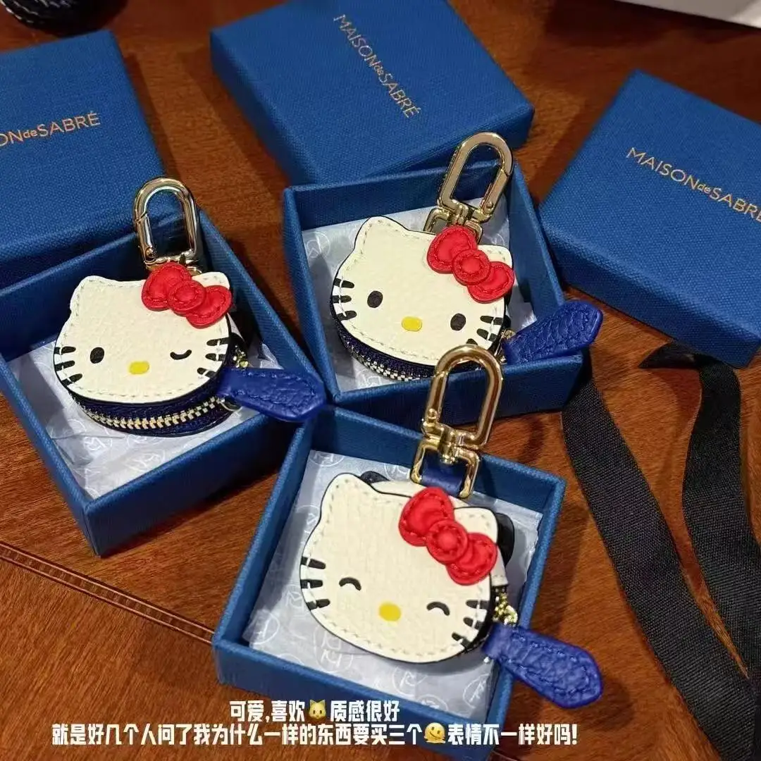 

3 Styles Kawaii High Beauty Hello Kitty Cartoon Personalized Creative Leather Bag Keychain Fashion Clothing Accessories