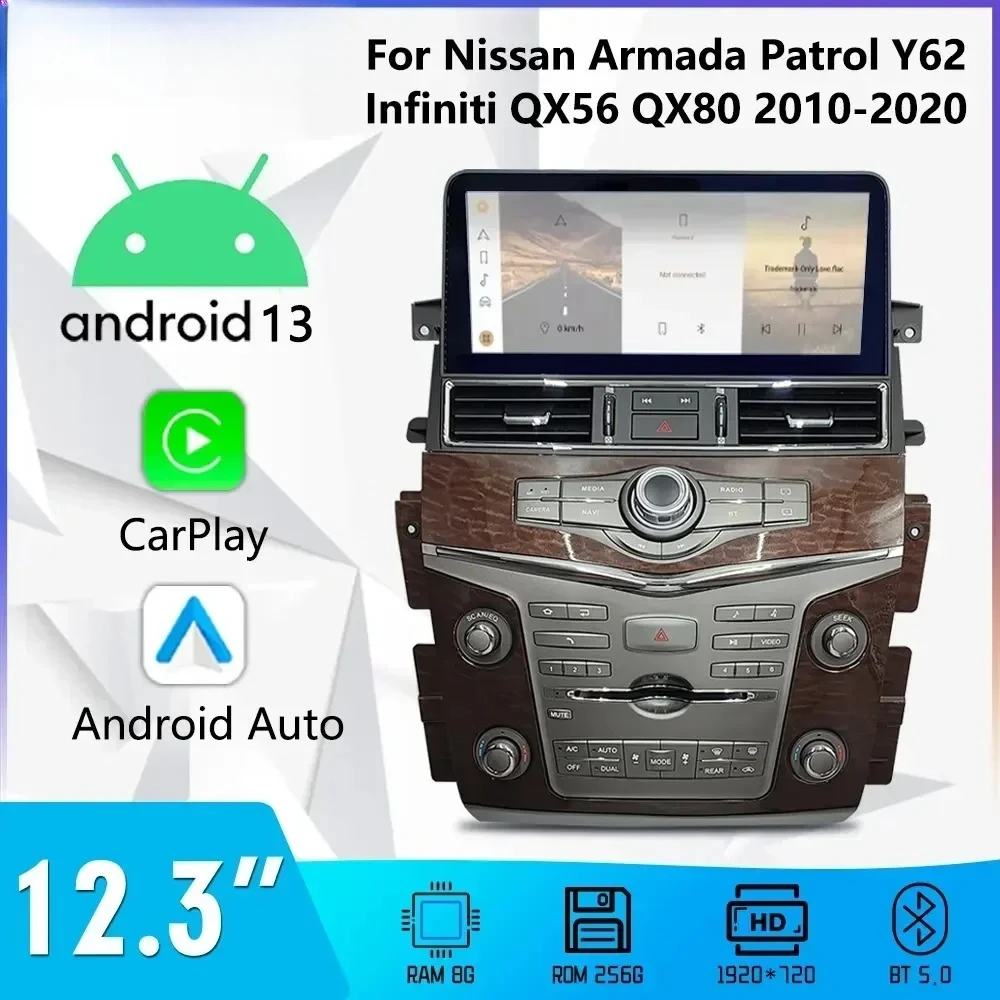 Android 12.3  Car Stereo Car DVD Player Car DVD Player Fo Patrol Y62 QX80 Stereo