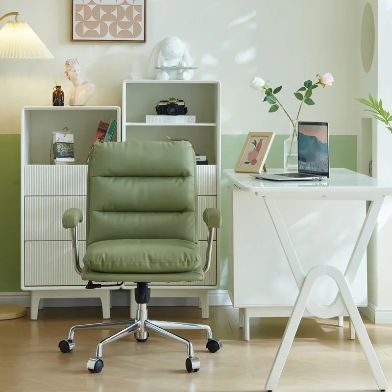 Retro Office Chair Military Green Light Luxury Ergonomic Office Home Computer Chair Study Desk Office Chair Can Rotate and Lift