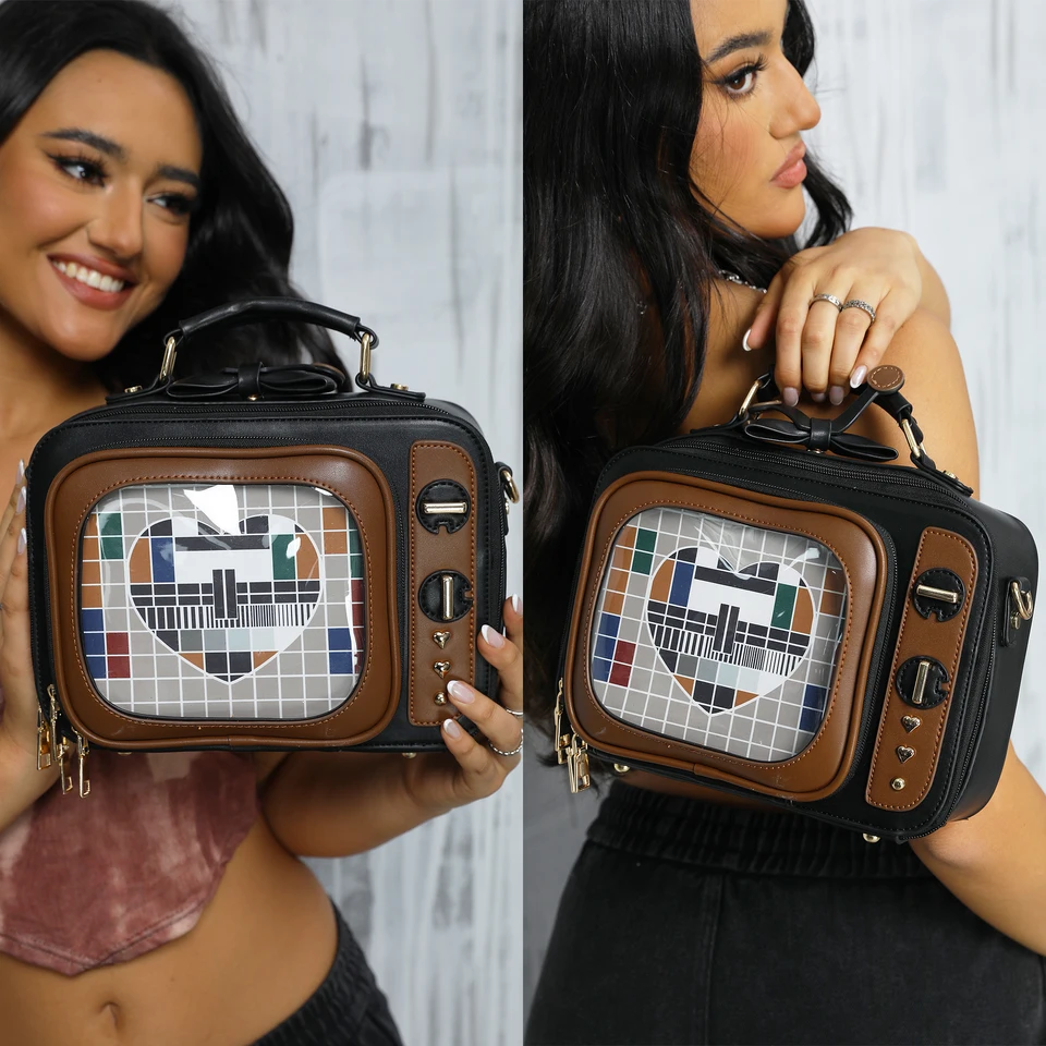 Novelty Tv Shape Ita Bag Retro Television Women Shoulder Bag 