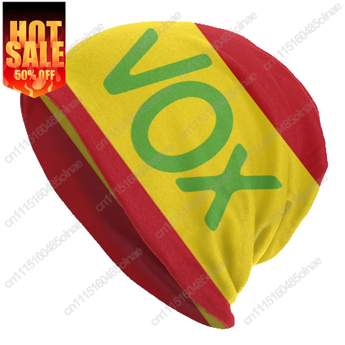 Spain Vox Logo Flag Beanie Cap Winter Warm Bonnet Femme Knitting Hats Street Ski Spanish Political Party Skullies  Beanies Caps