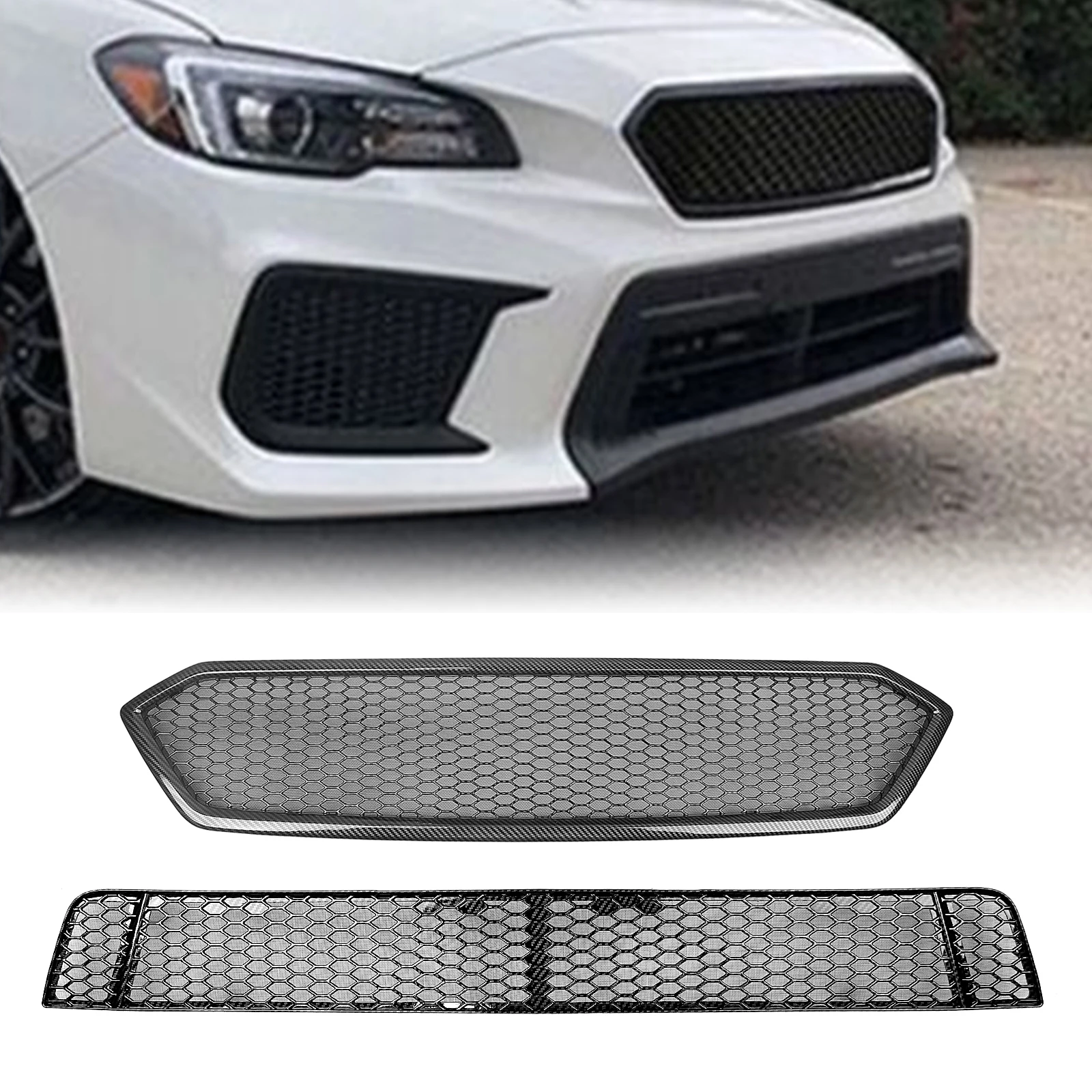

Для Subaru Impreza WRX STI 11,5 2018-2021 передняя верхняя решетка + нижняя решетка бампера капота с сеткой для предотвращения насекомых