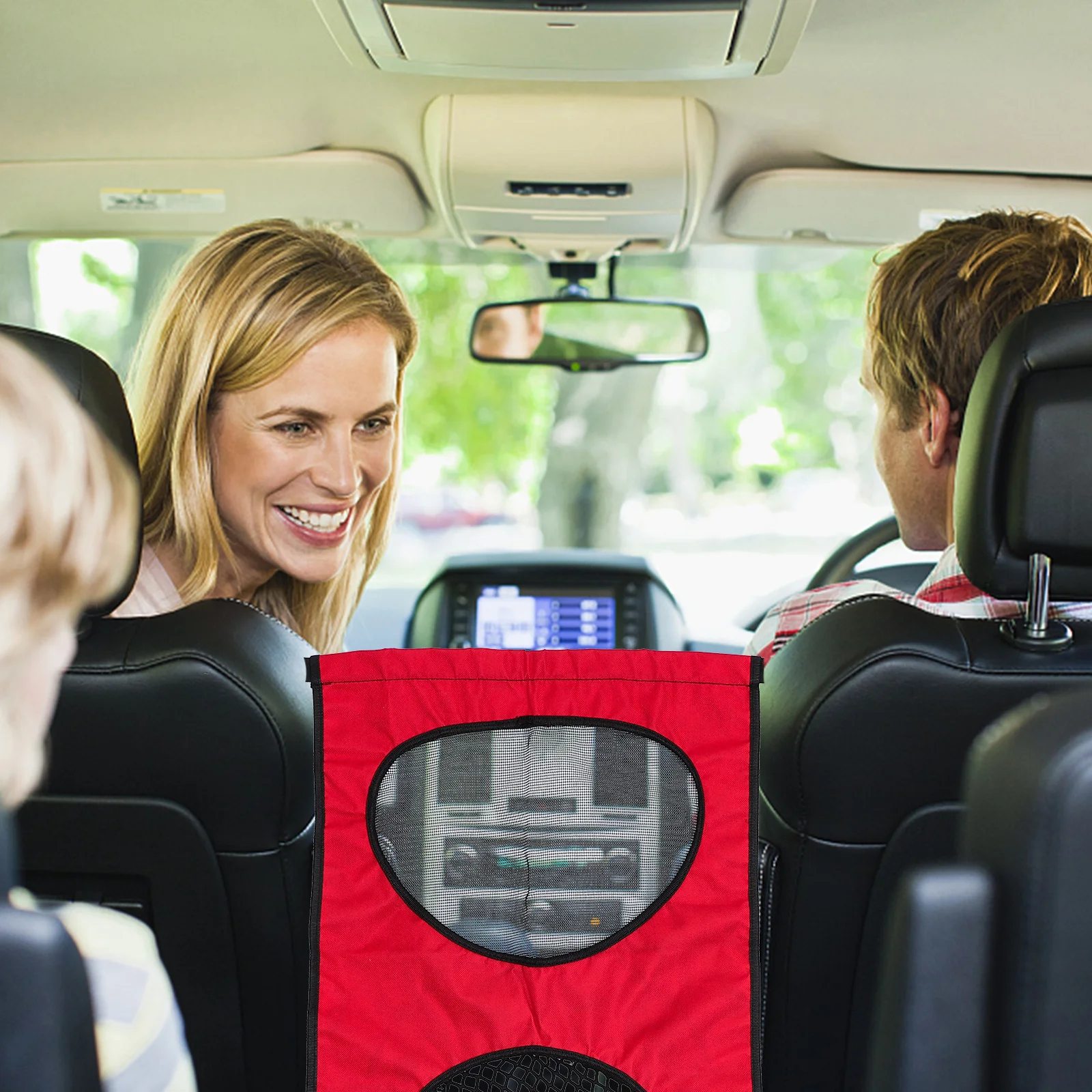 

Car Backseat Pet Barrier Heavy Duty Mesh Nylon Adjustable Vehicle Dog Net for Rear Seat Protection Car Dog Barrier