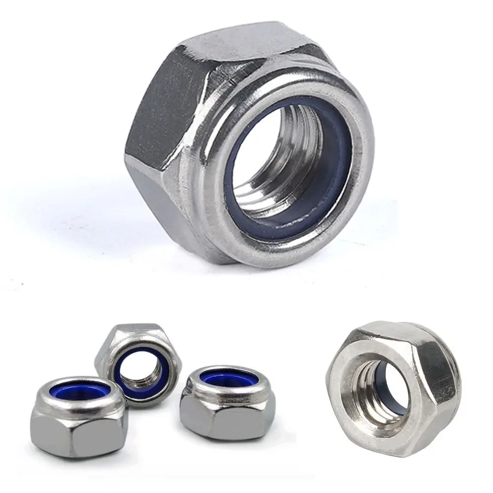 M3 M4 M5 M6 M8 M10 M12 to M24 A2 Stainless Steel Nylock Hexagon Nyloc Nuts T Type Screw Cap