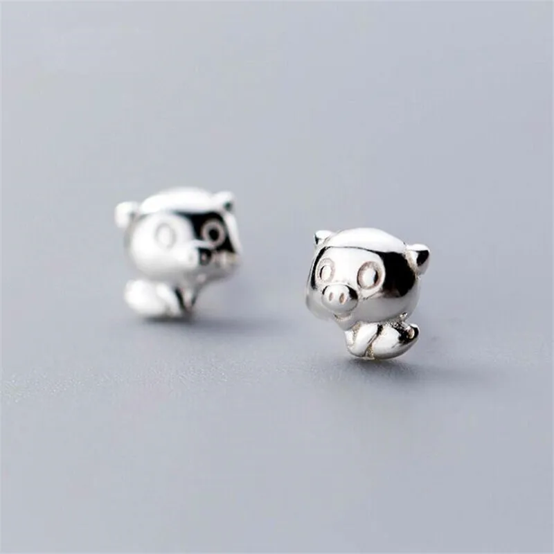 New Simple Korean Style Cute Animal 925 Sterling Silver Jewelry Glossy Personality Sweet Pig Exquisite Stud Earrings E282