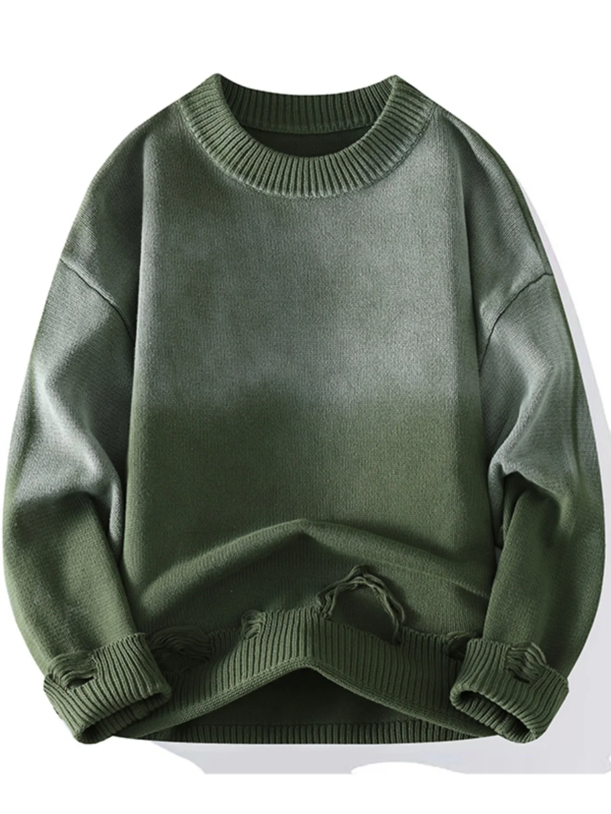 

Мужской вязаный свитер с круглым вырезом, утепленный, базовый слой, модный городской стиль, с длинным рукавом, зимний топ