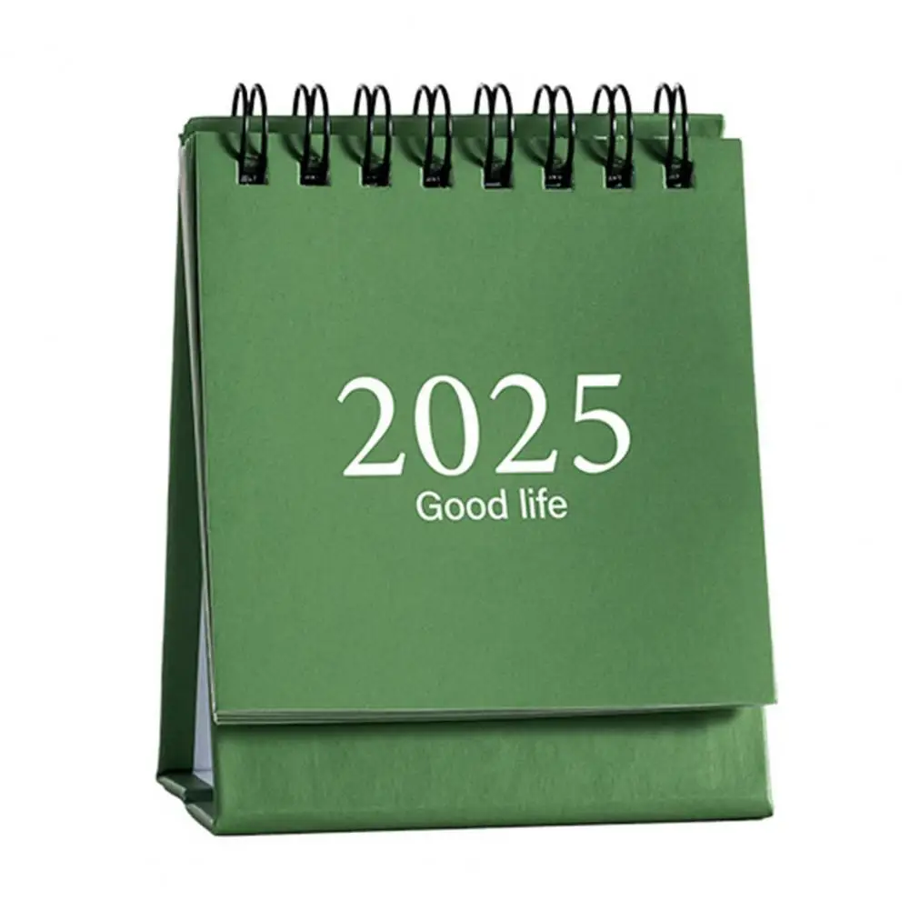 New 2025 Desk Calendar Mini Annual Planner Coil Calendar Book Yearly Schedule Organizer Calendar Home Office Supplies