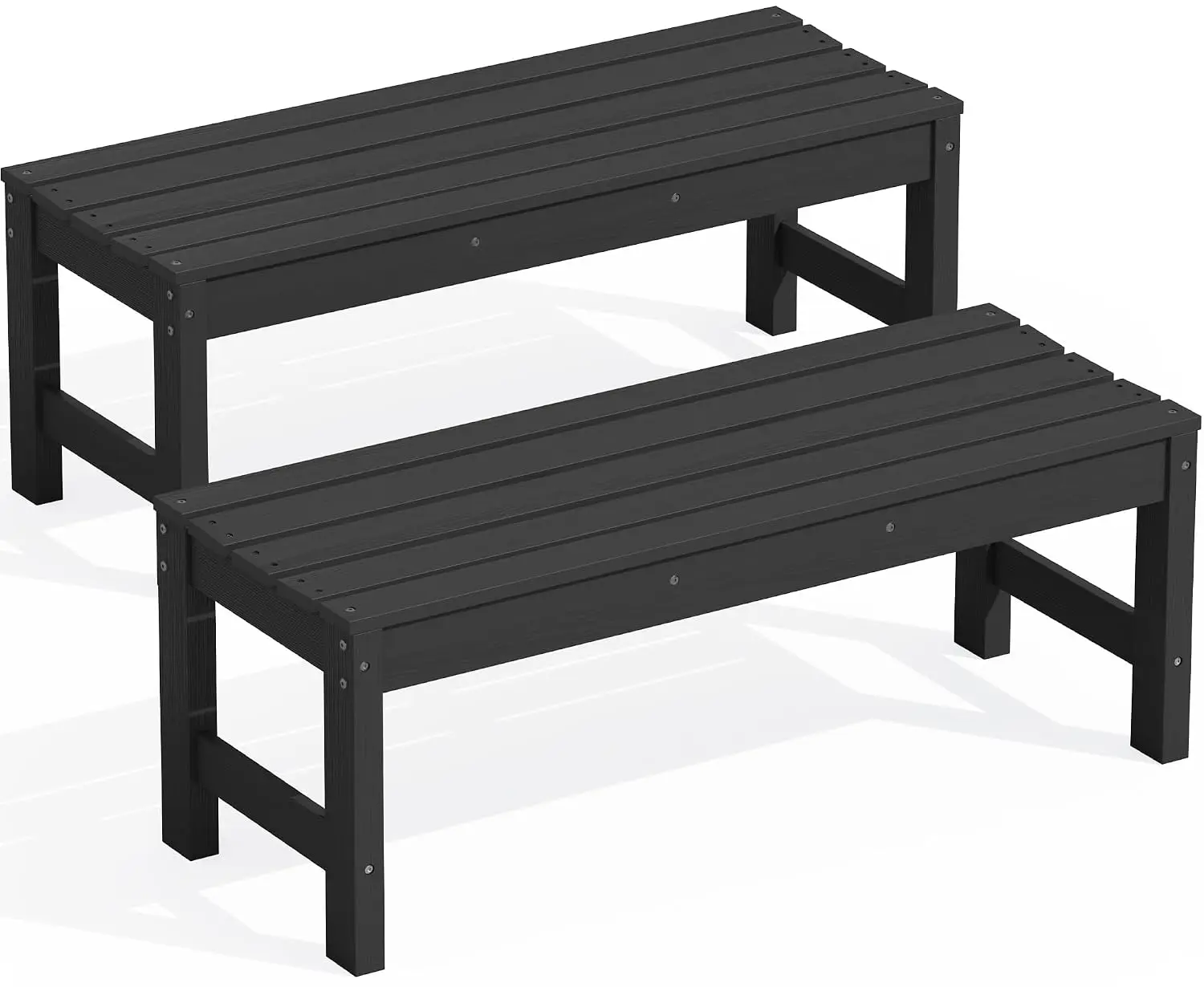 47 Inches Backless Outdoor Bench for 2-Person, Black, 2 Pack, Customized