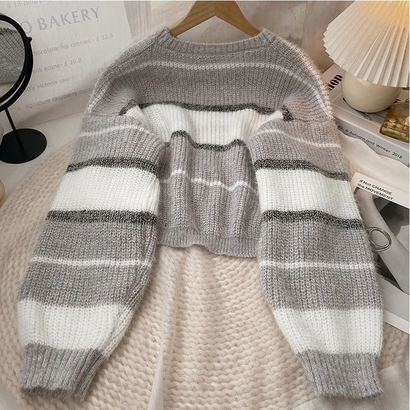 Casual Short Sweater Women\'s 2023 New Autumn Winter Korean Top Loose Versatile Pullover Long Sleeve Round Neck Knitwear