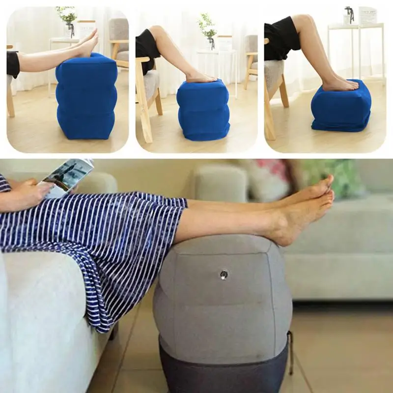 Inflatable Travel Foot Rest Pillow Foot Pad Folding Adjustable Footstool For Airplane Travel Kids Footrest Pillow Resting Pillow