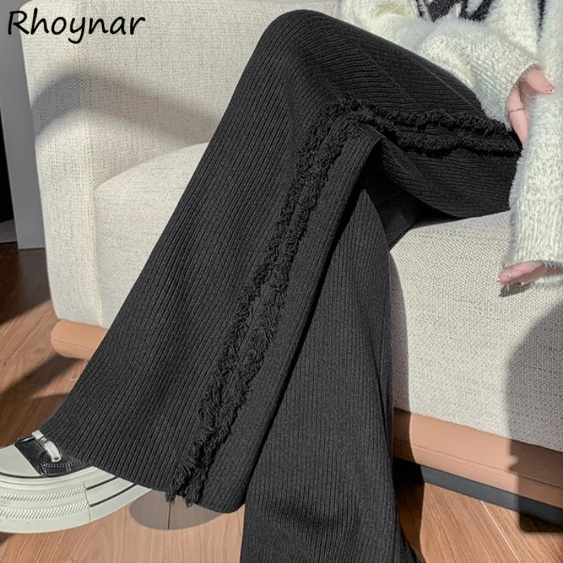 

High Waist Pants Women Autumn Winter Thicken Warm Solid Simple All-match Tender Korean Fashion Mopping Y2k Elegant Female Trendy