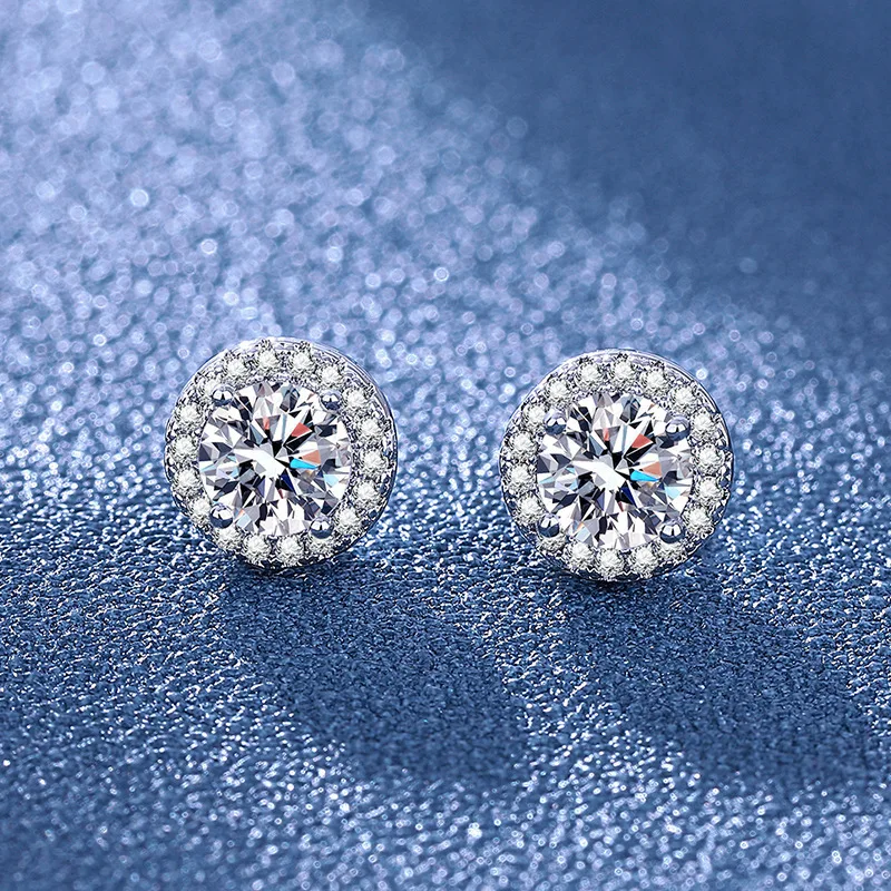 Elegant geometric copper earrings with electroplated finish featuring round and square silhouettes in white diamond champagne pi