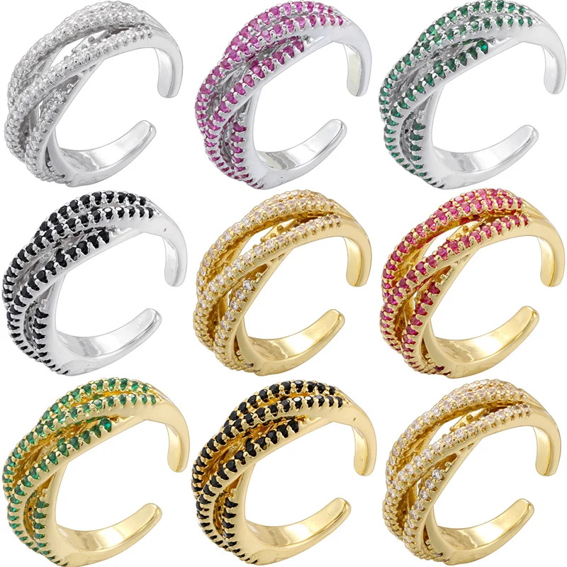 

ZHUKOU Stereoscopic zirconia inlaid waist shaped high-end temperament for women wearing adjustable rings: VJ594
