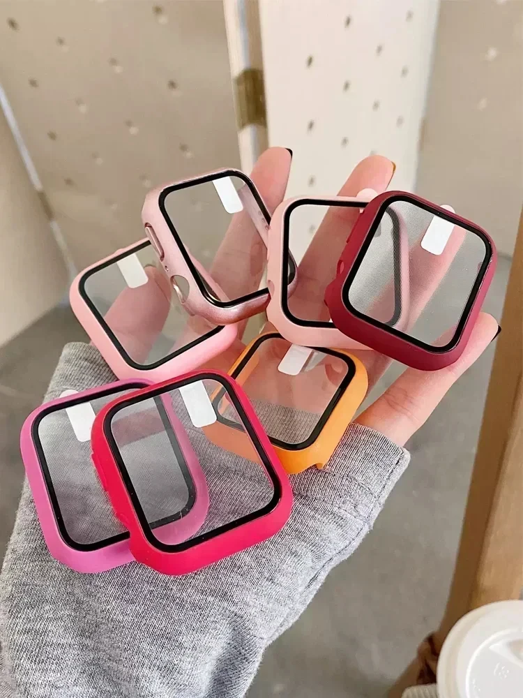 Glass+Case+Strap for Apple Watch Band 45mm 44mm 41mm 40mm 46mm 42mm Screen Protectors for Apple IWatch Series 10 8 7 6 SE 5 4 3