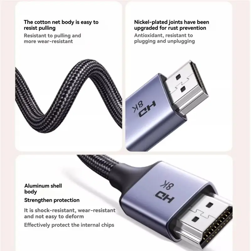 ABKQ-For Gopro Hero 7 Compatible Mini To Adapter 8K 60Hz 3D For Raspberry Pi 4 Sony Nikon -Compatible Cable