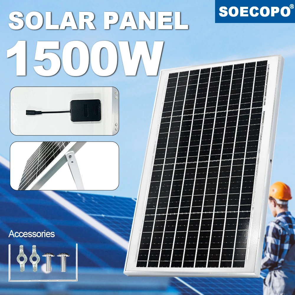 SOECOPO 1500W Grade A+ Design Home Energy RV Trips Boat 18V Waterproof Solar Photovolta Panel 10BB Cells High Efficiency 50W