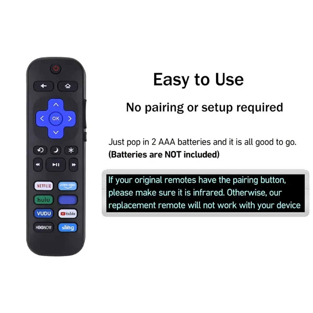 جهاز تحكم عن بعد بديل لتلفزيون Roku لـ TCL Roku/Hisense Roku/Onn Roku/Philips Roku TVs Youtube Function Remote Controller