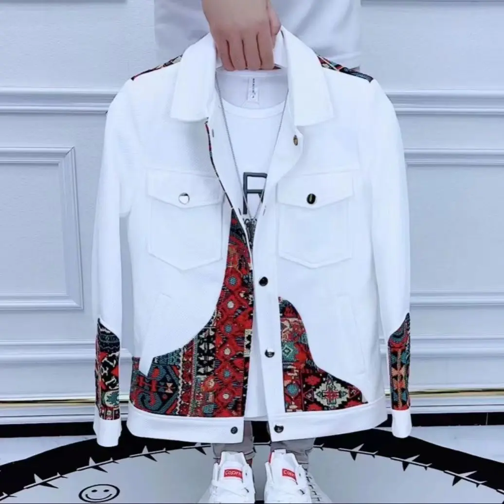 

Fashion Embroidered Jacket Men Autumn Winter Ethnic Style Trendy New Cool Workwear Casual Versatile Coat