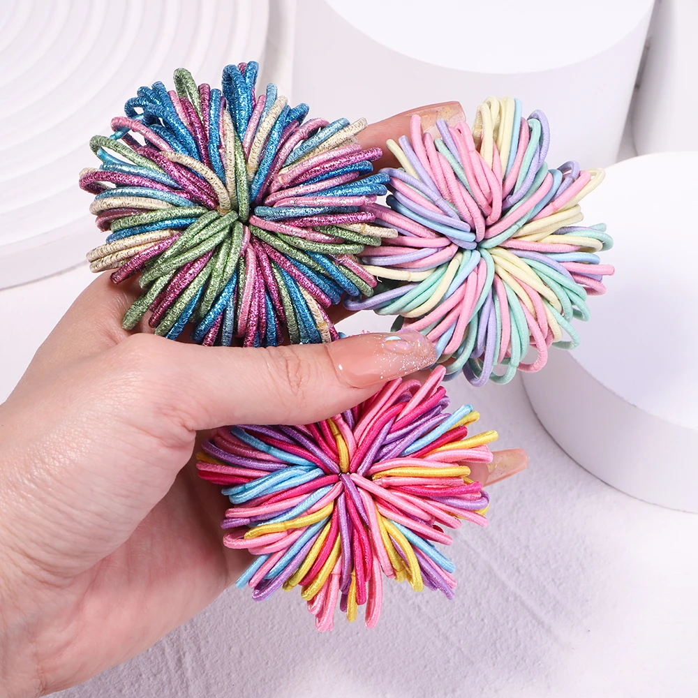 100 pçs/lote pequenas faixas de cabelo meninas 2.5cm doce cor mini elástico de borracha criança bebê bandana scrunchie crianças acessórios para o