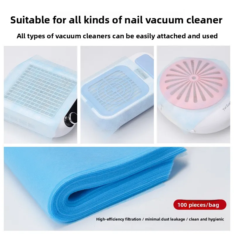 Pink Blue White 100Pcs Disposable Non Woven Filter Paper Nail Art Vacuum Dust Collector Manicure Tools Accessories image 4