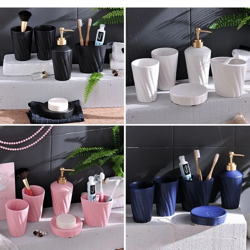 

ceramic bathroom wash five-piece toothbrush toiletries set