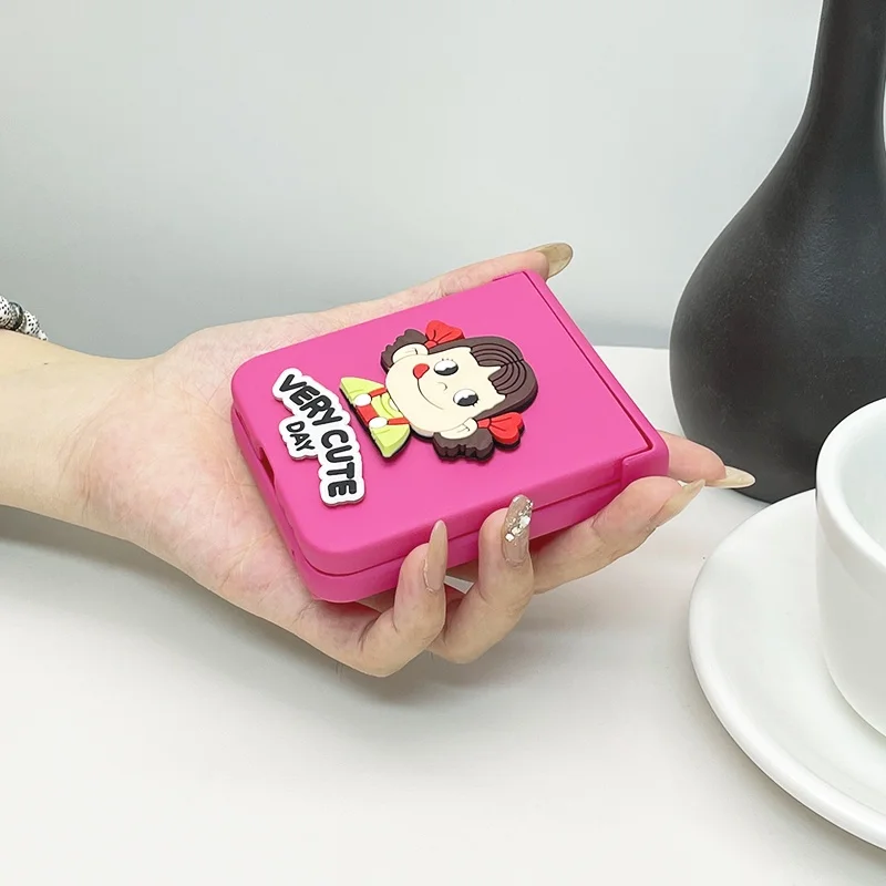 For Samsung Galaxy Z Flip 7 6 5 4 3 5G Fashion Cute Japanese Cartoon Girl Bowknot Rose Red Hinge Matte Shockproof Case Cover