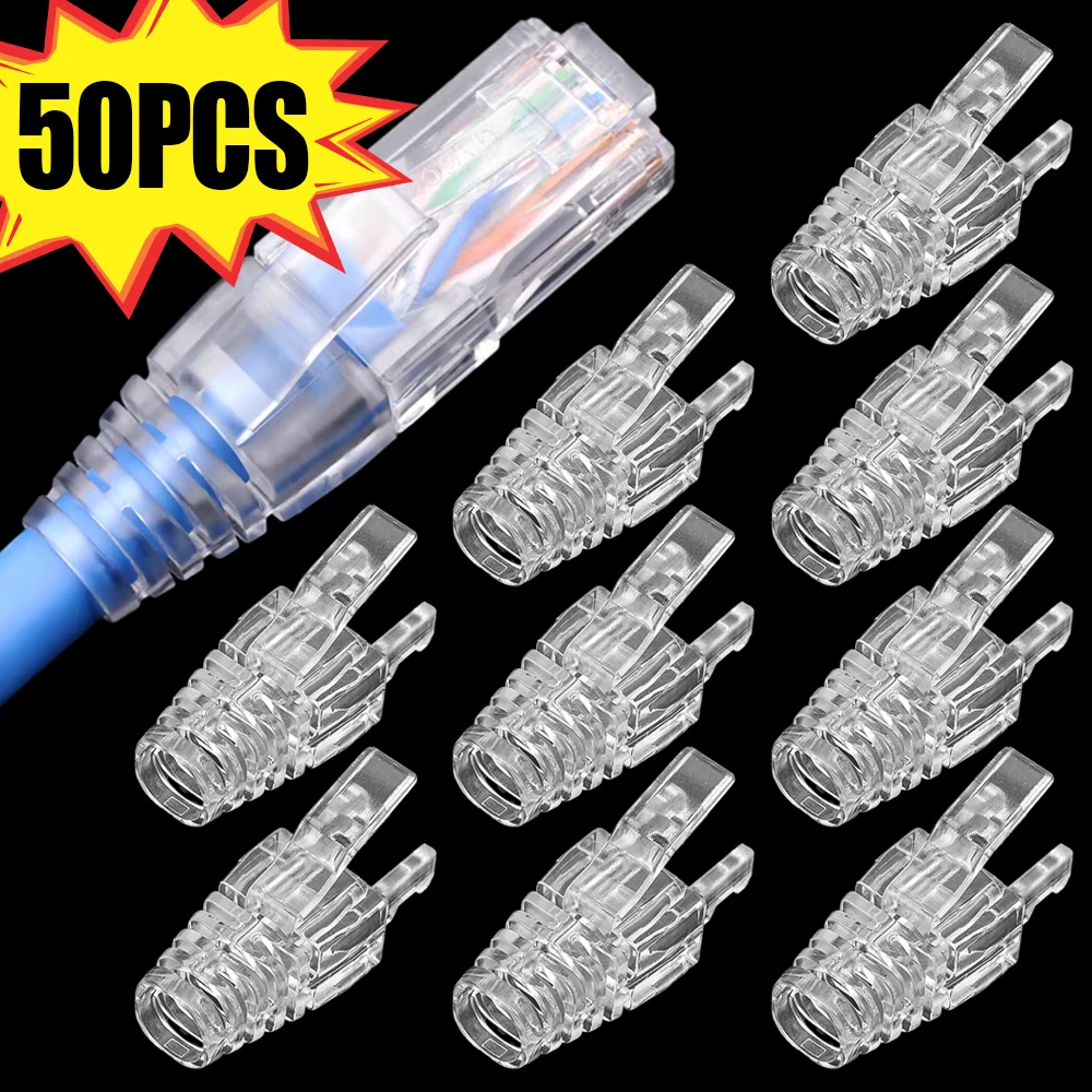 RJ45 CAT6 CAT5e Connector Transparent Protective Cover Adapter Cap Ethernet Network Cable Plugs RJ 45 Cat 5 Sleeve Protector