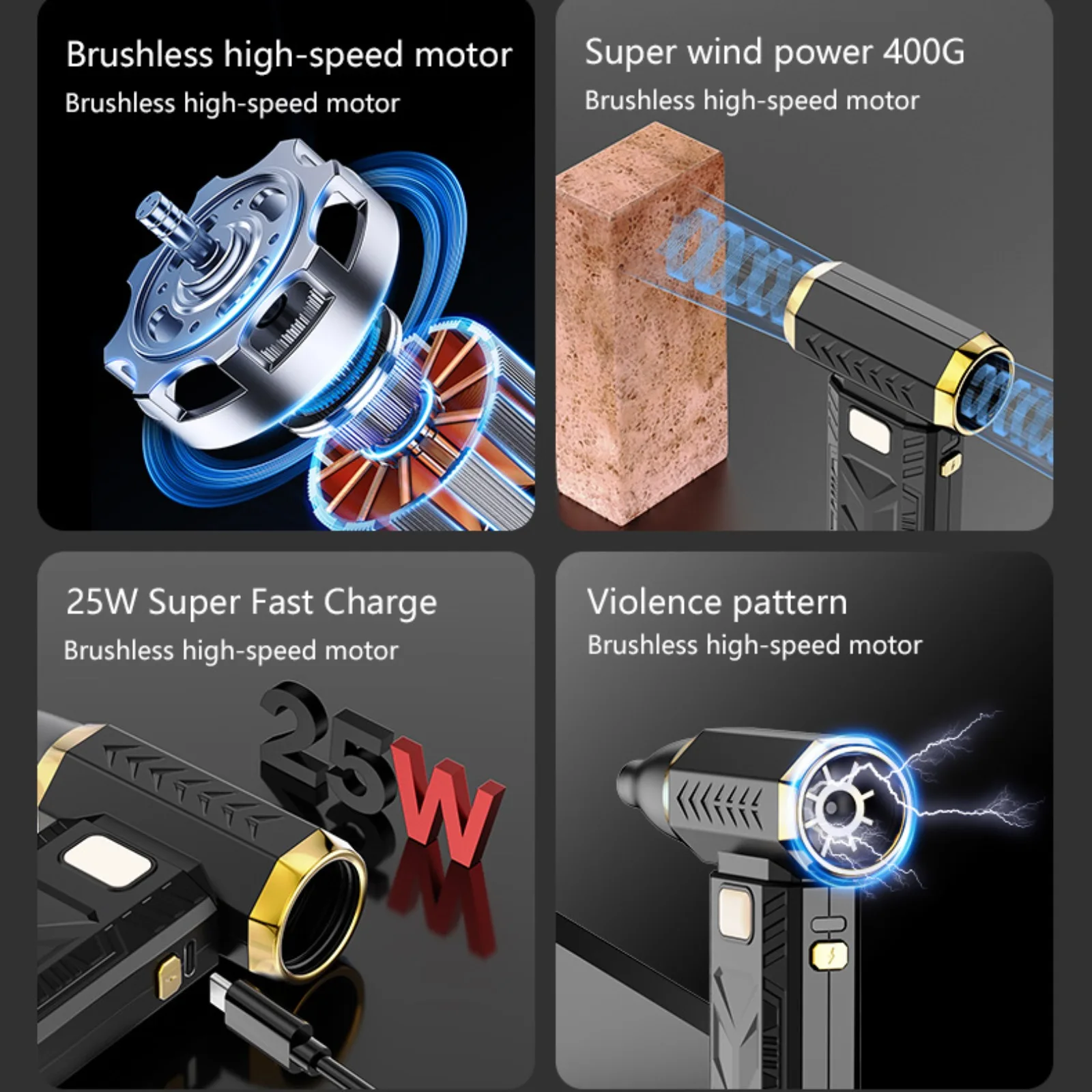 250000 دورة في الدقيقة مروحة عنيفة قوية منفاخ الهواء الكهربائي المحمولة منظف الغبار TypeC شحن 53 متر/الثانية فرش توربو مروحة نفاثة منفاخ #4