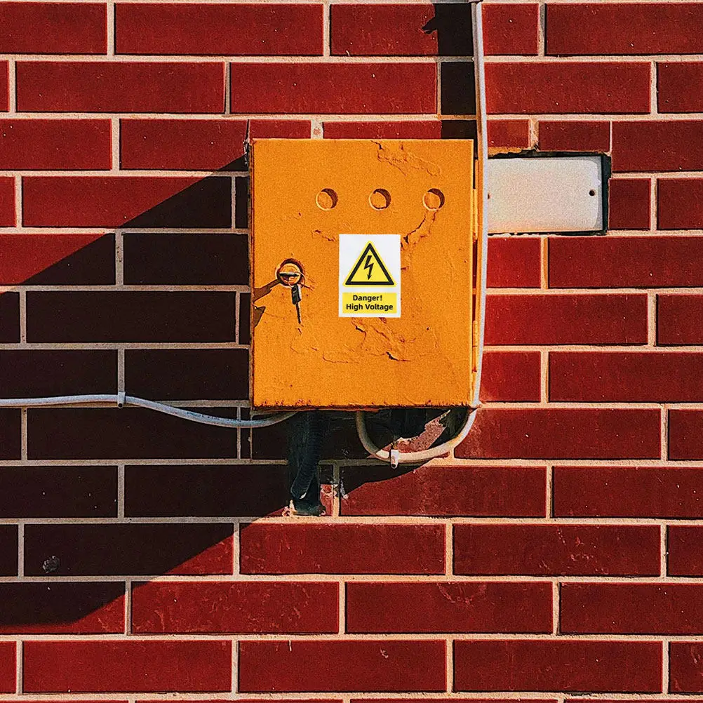 2Pcs High Voltage Safety Sign Vinyl Electrical Warning Sticker Yellow Triangle Hazardous Voltage Label for Breaker Boxes