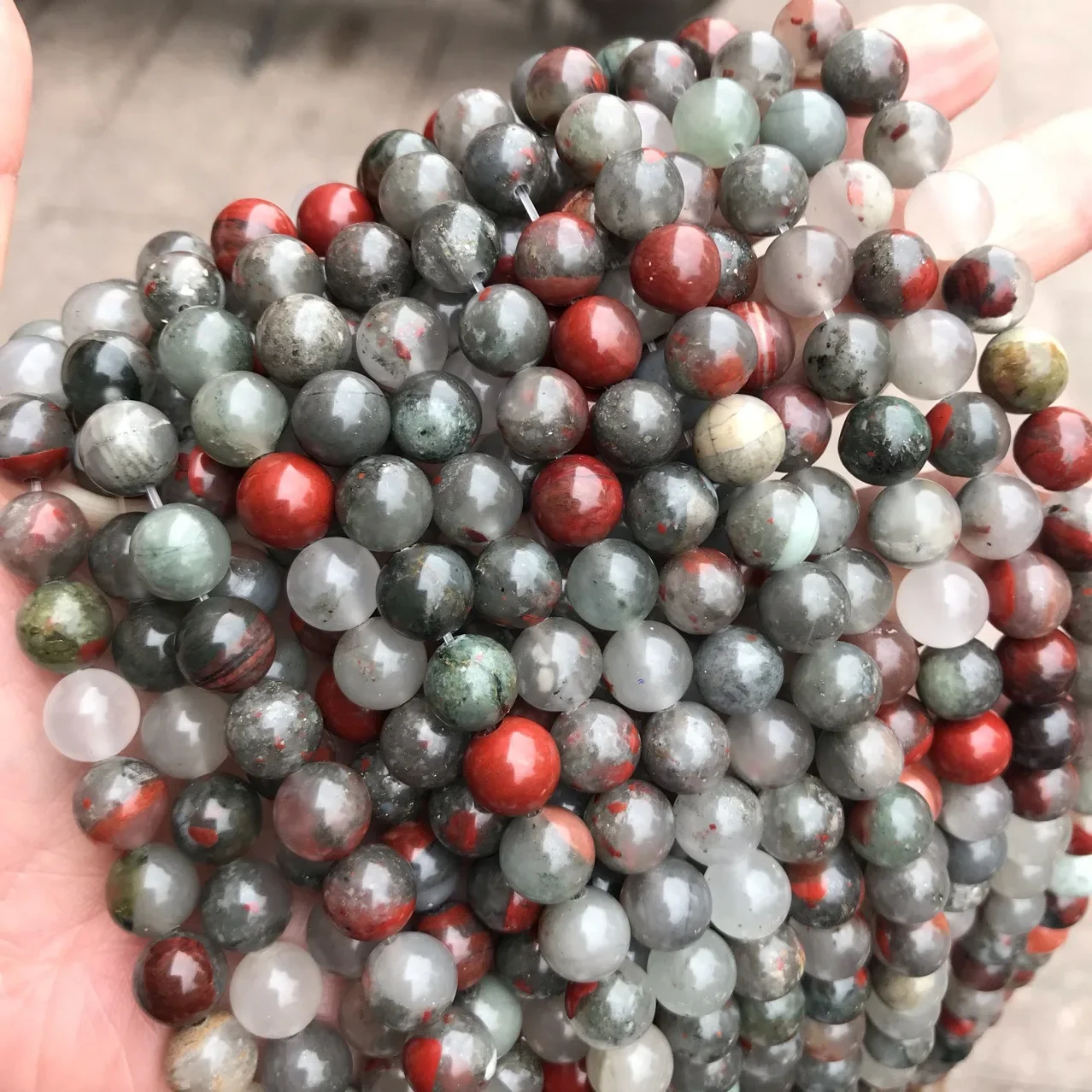 1 strip Natural Stone African Bloodstone Charms Round Loose Beads For Jewelry Making Shapes DIY Bracelet 4/6/8/10/12mm