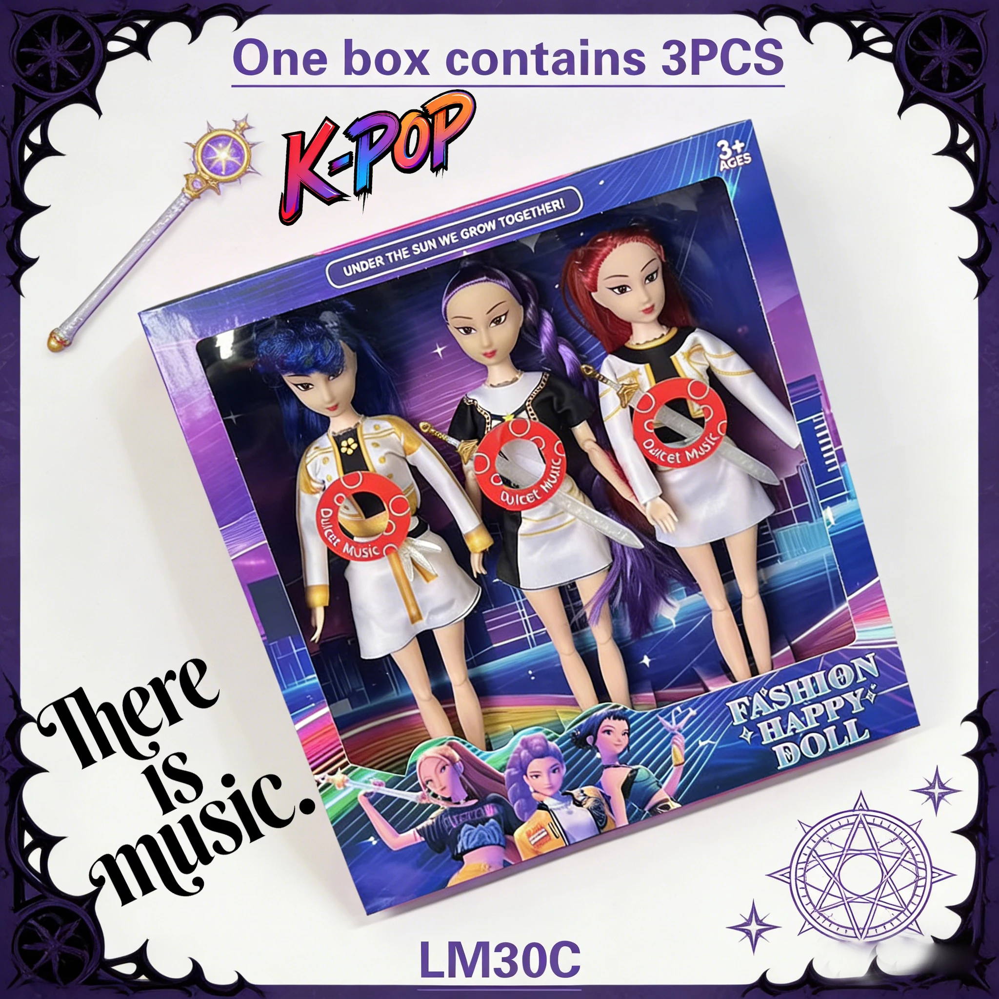 2026 Anime 3 STKS Muñeca Estatuilla con Música |   Pop Demon Hunters Rumi Mira Zoi Mascara Mascara voor Fans