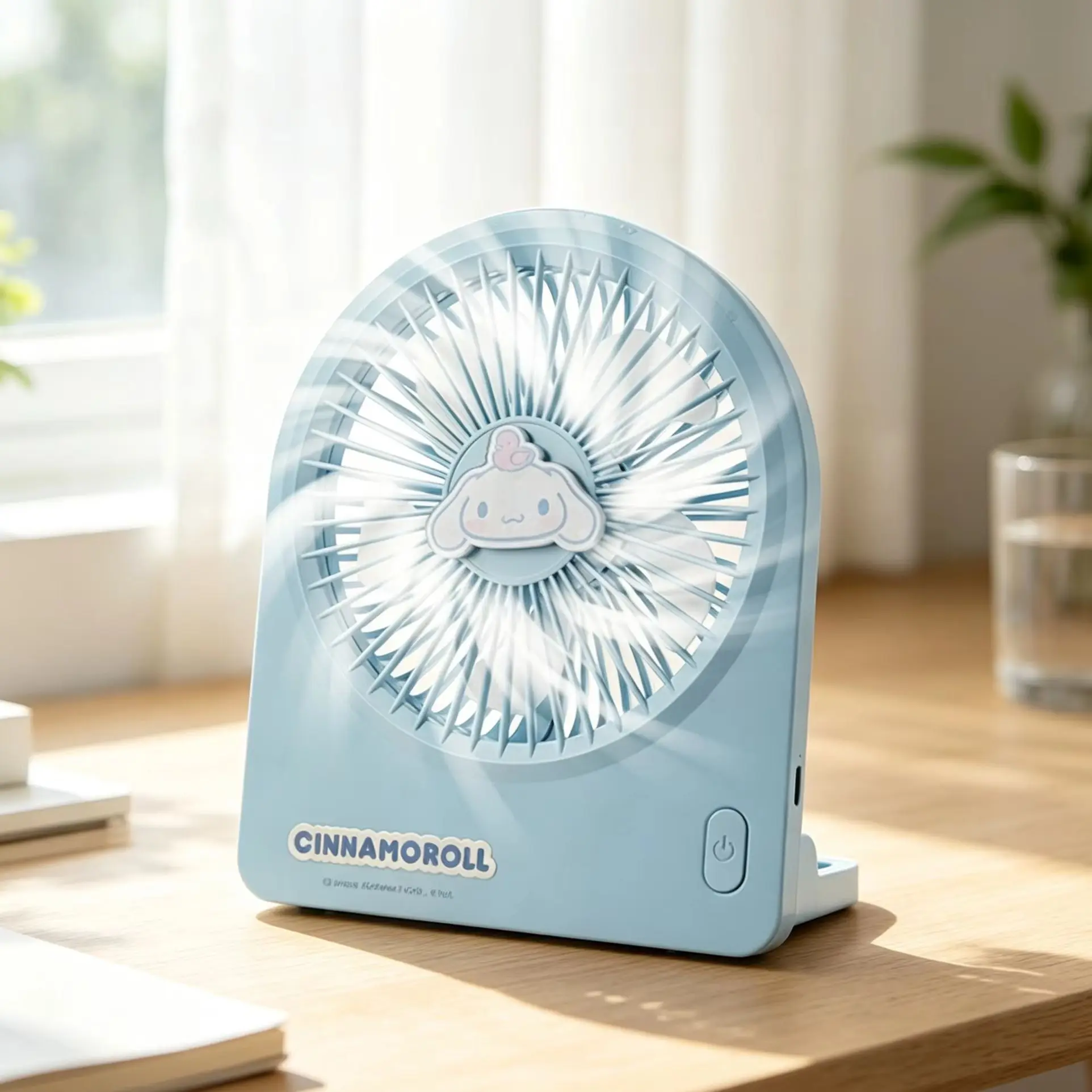 MINISO Cute Sanrio Cinnamoroll Foldable Fan 2-in-1 Desktop Hanging 1200mAh Rechargeable 180° Adjustable Portable Cooling Minifan