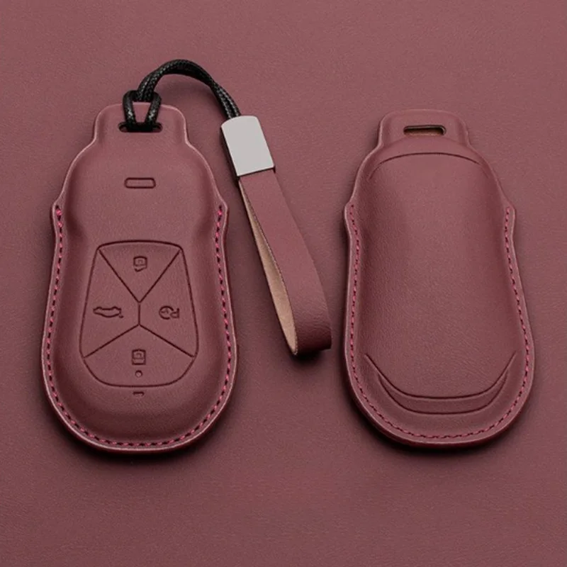 Genuine Alcantara Leather for Xpeng Xiaopeng P5 P7 G9 G3i Smart Remote Car Key Case Cover Fob 4 Buttons Protector Accessories