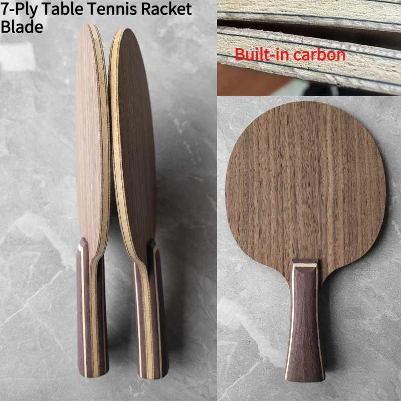 

FL Table Tennis Racket Blade 7-Ply Ping Pong Bat Blade Black Walnut Surface Built-in 3K Unidirectional Carbon Fiber Ayous Core