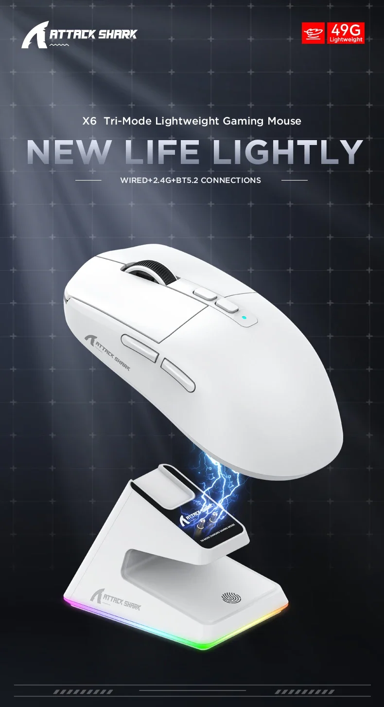 Mouse ATT ACK SH ARK X6  , Wired gaming mouse game controller, RGB illuminated indicator light