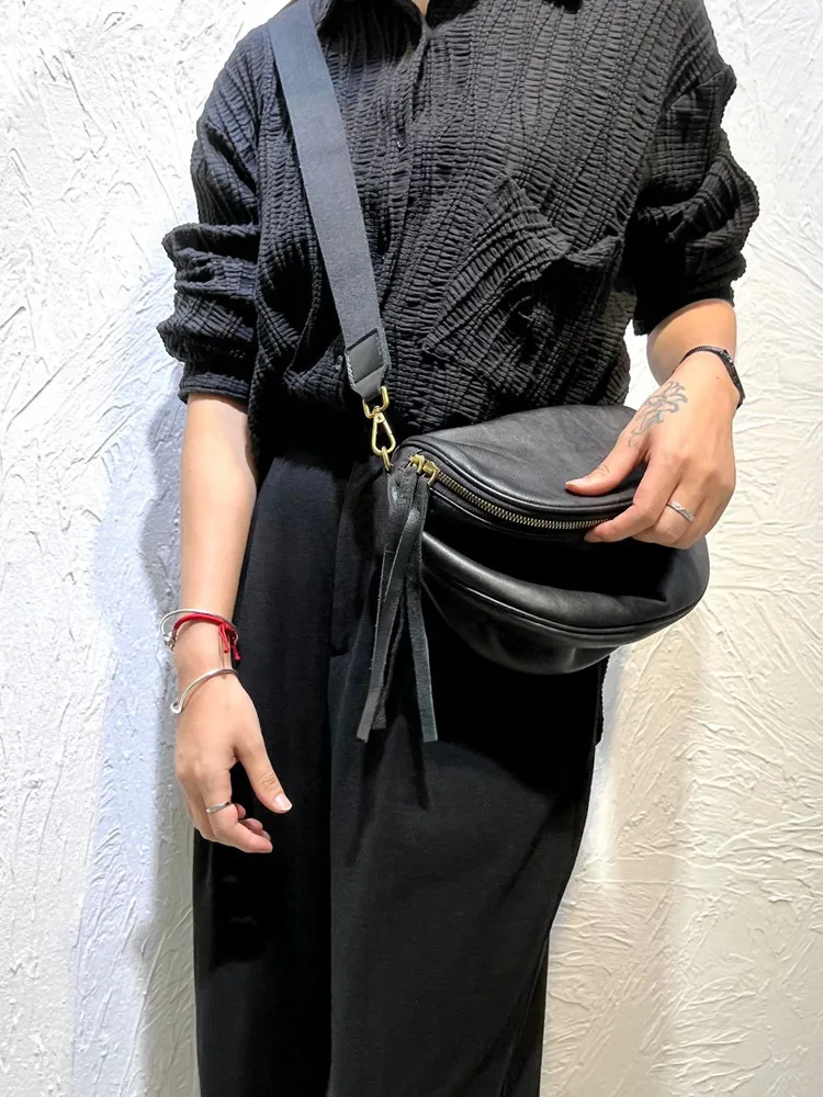 Genuine Leather Women Bag, Handcrafted Top-Grain Cowhide Saddle Bag, Chest Bag Single-Shoulder Crossbody for Both Men and Women