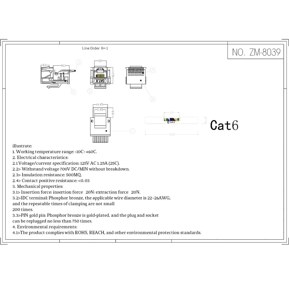 RJ45 Network Module RJ45 Connector Information Socket CAT6 Cable Patch Panel For Wall Adapter Coupler Network Patch Panel Module view 6