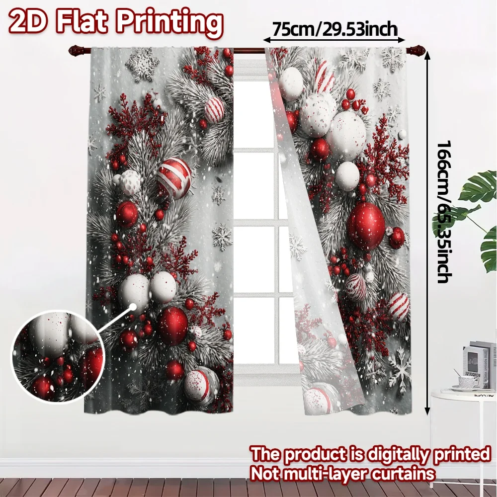 2D Flat Printing,JIT 2pcs, Curtains (Without Rod) Festive Wonderland Minimalist Modern Curtains Durable 100% Polyester Fabric