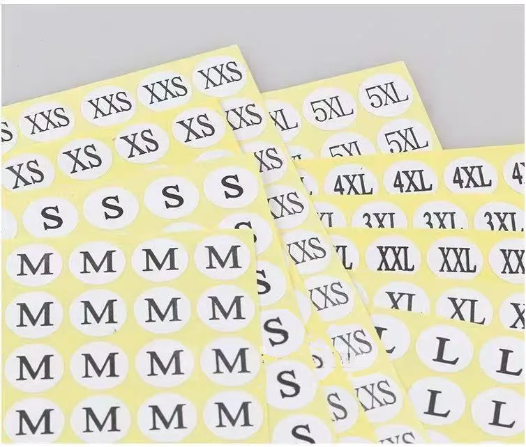 

Self-Adhesive Clothing Size XXS Stickers Garment Label Stickers For Apparel Shop Retail Packaging Supplies