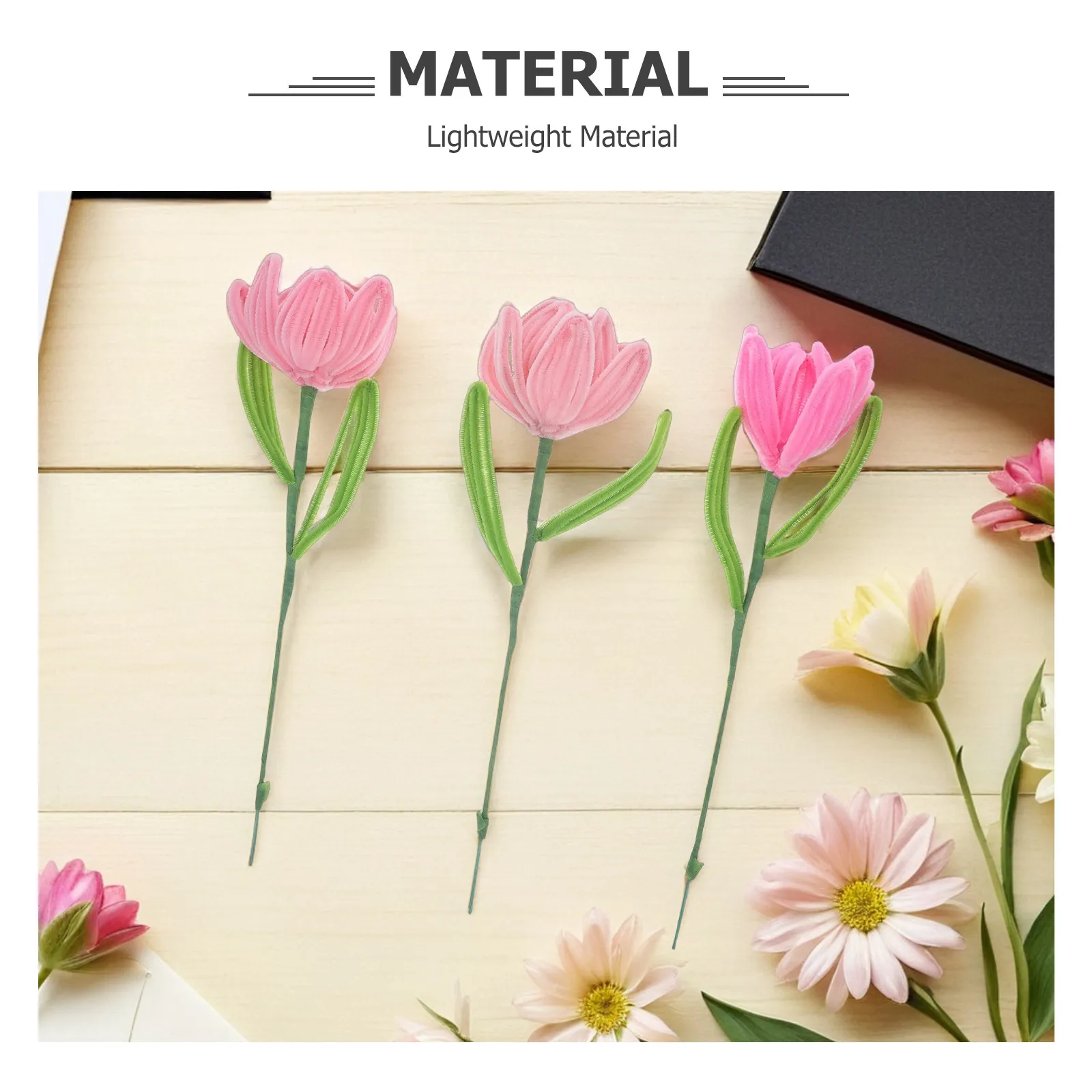1 Box Handcrafted Pipe Cleaners Kit Flexible Chenille Stems for DIY Flower Craft Set Handmade Bouquet Kit Kids School Art view 2