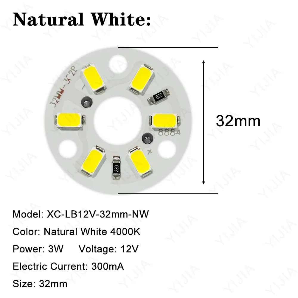 High Bright LED Light Board 12V 3W Natural Warm White Dia 32MM SMD 5730 Chips For DIY Bulb Circular Transformation Light Source