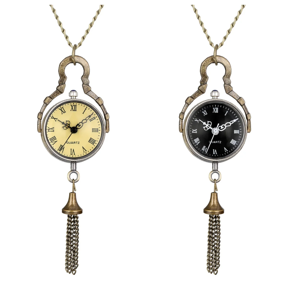 Tiny Cute Transparent Glass Ball Shaped Pendant Quartz Pocket Watch Roman Numerals Yellow/Black Dial Necklace Pocket Clock Gift