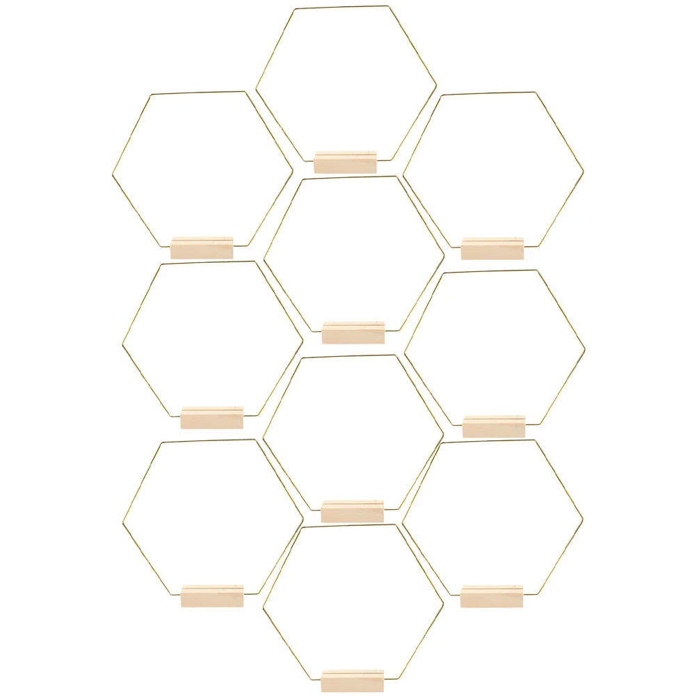 

10Pcs Hexagon Wreath Rings Metal Floral Hoops with Base for Wedding Christmas Party DIY Garland Table Centerpiece Decoration