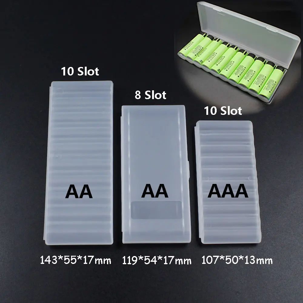 8/10 Slot Transparent Plastic Battery Storage Box for 18650/AAA/AA Hard Battery Container Holder Case Organizer Box Accessories